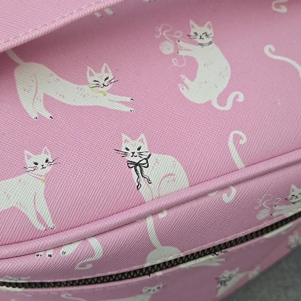 Adorable Cat Print Cosmetic Bag/Organizer In Pink, NWT